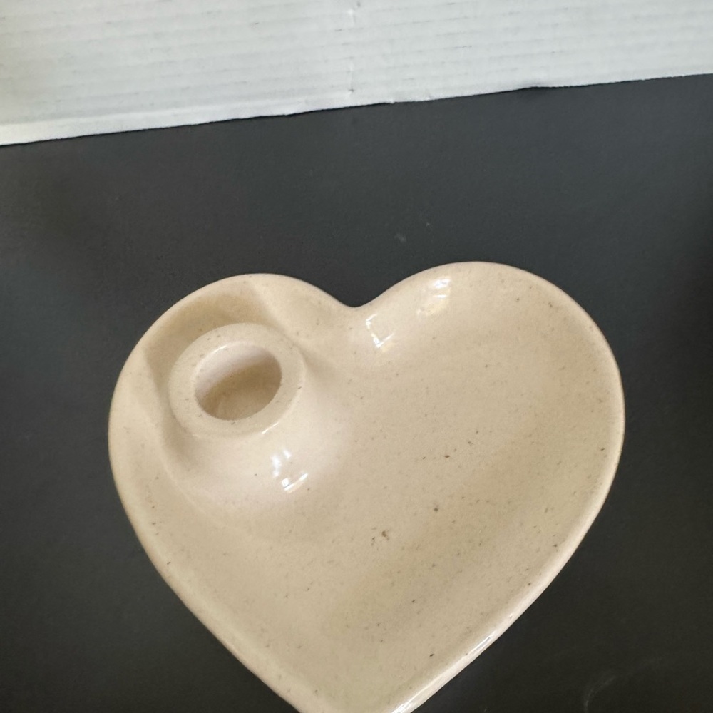 Heart-Shaped Cream Ceramic Candle Holder